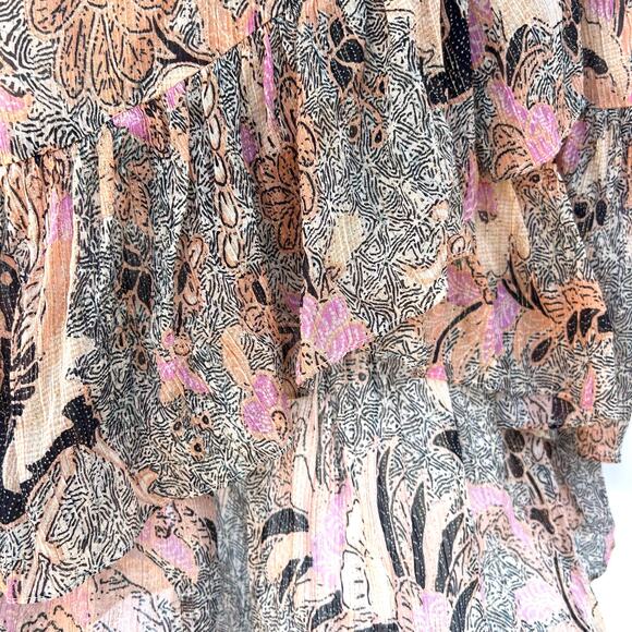 Ulla Johnson Uma Midi Dress Ivory Birds Of Paradise Ruffle Asymmetrical 0 2 Silk - Picture 8 of 10